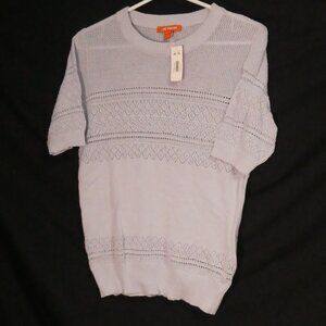 JOE FRESH  Pointelle Knit Short Sleeve Sweater Top - Pastel Blue - XS
